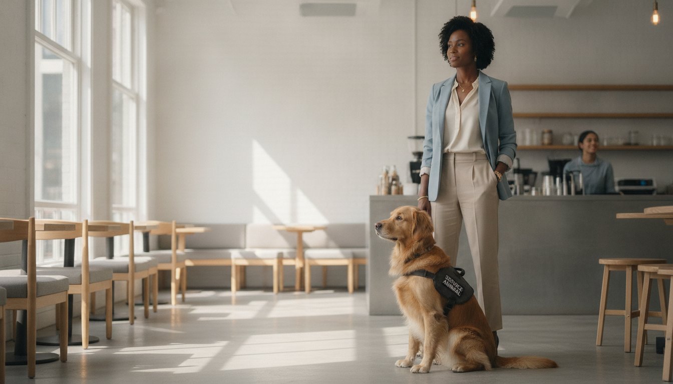 Person accompanied by a service dog being denied entry at a New York City business