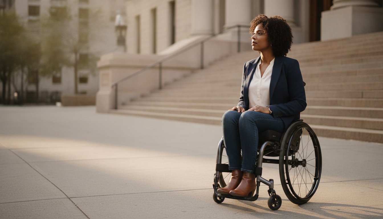 A person meeting with a caseworker to discuss a disability discrimination complaint against a New York government agency