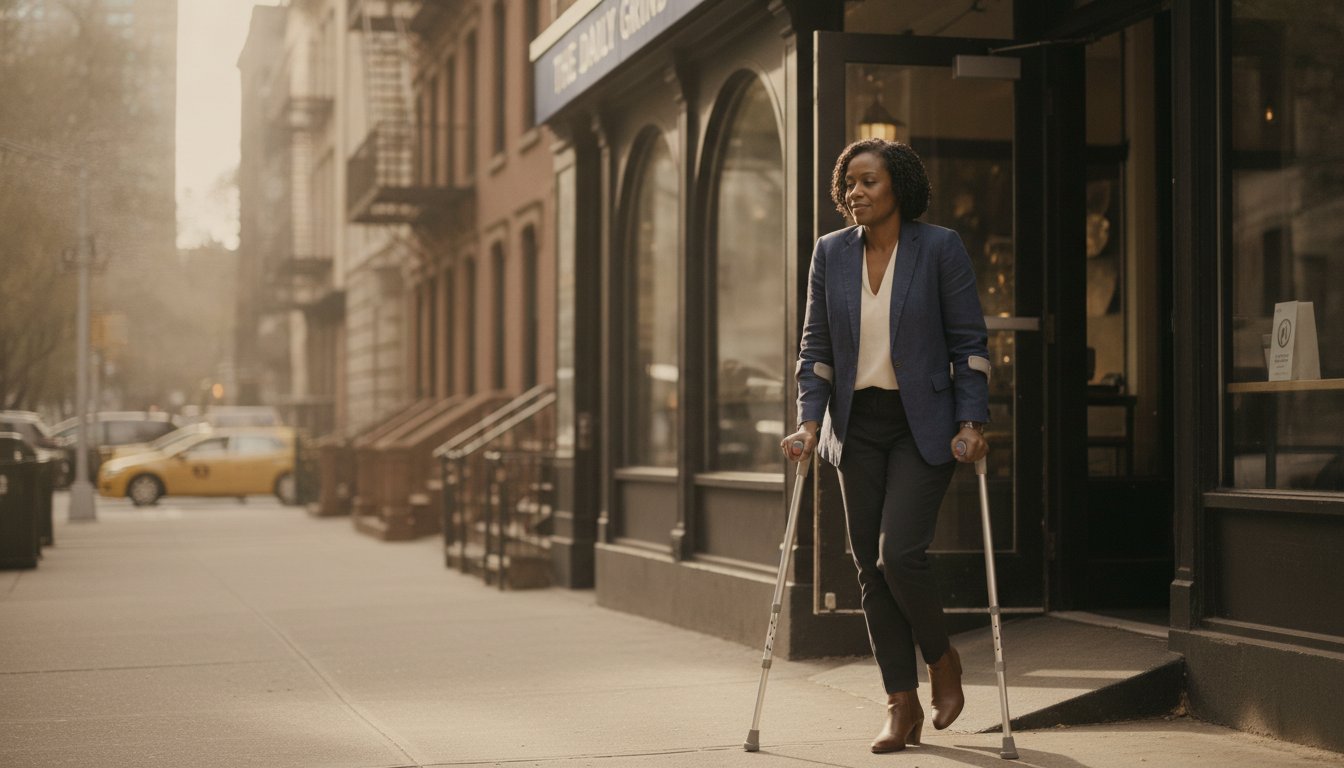 A person reviewing paperwork for a disability discrimination case in New York