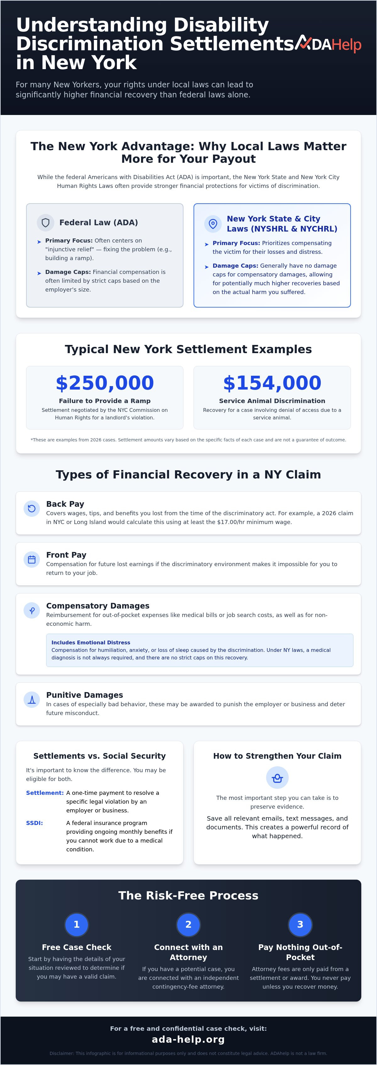 Disability discrimination settlement amounts New York