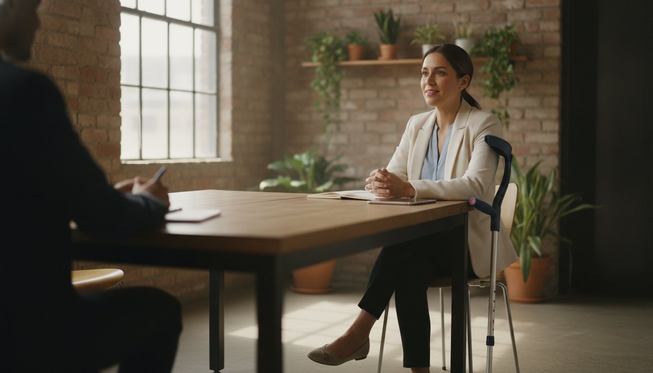 A New York worker with a disability at their workplace, protected against employment disability discrimination under the ADA, NYSHRL, and NYCHRL