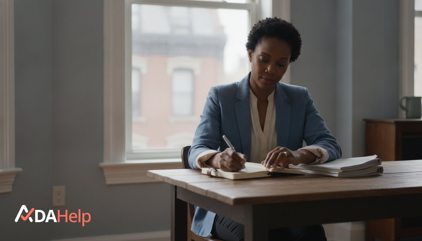 New Yorker organizing documents and evidence for a disability discrimination case