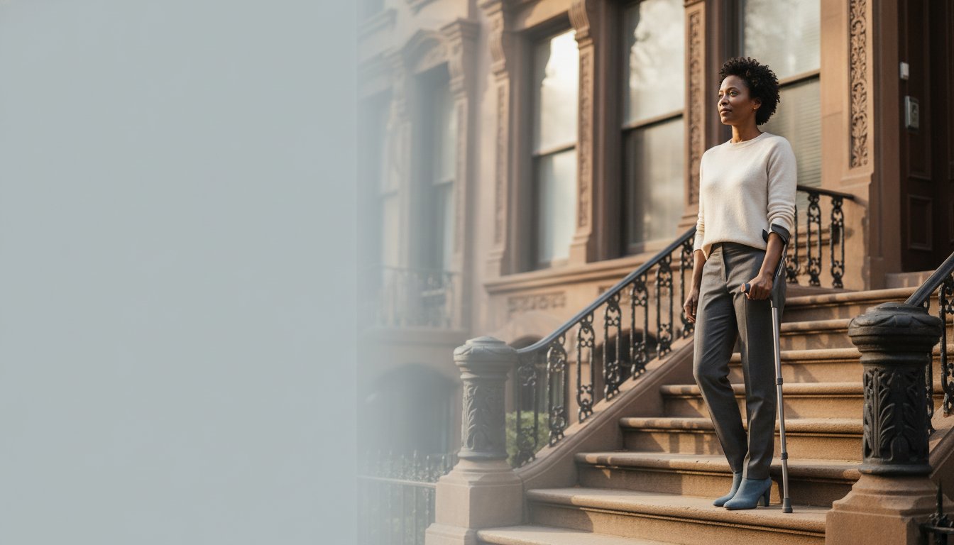 A New Yorker reviewing paperwork while seeking help with a disability discrimination claim in New York