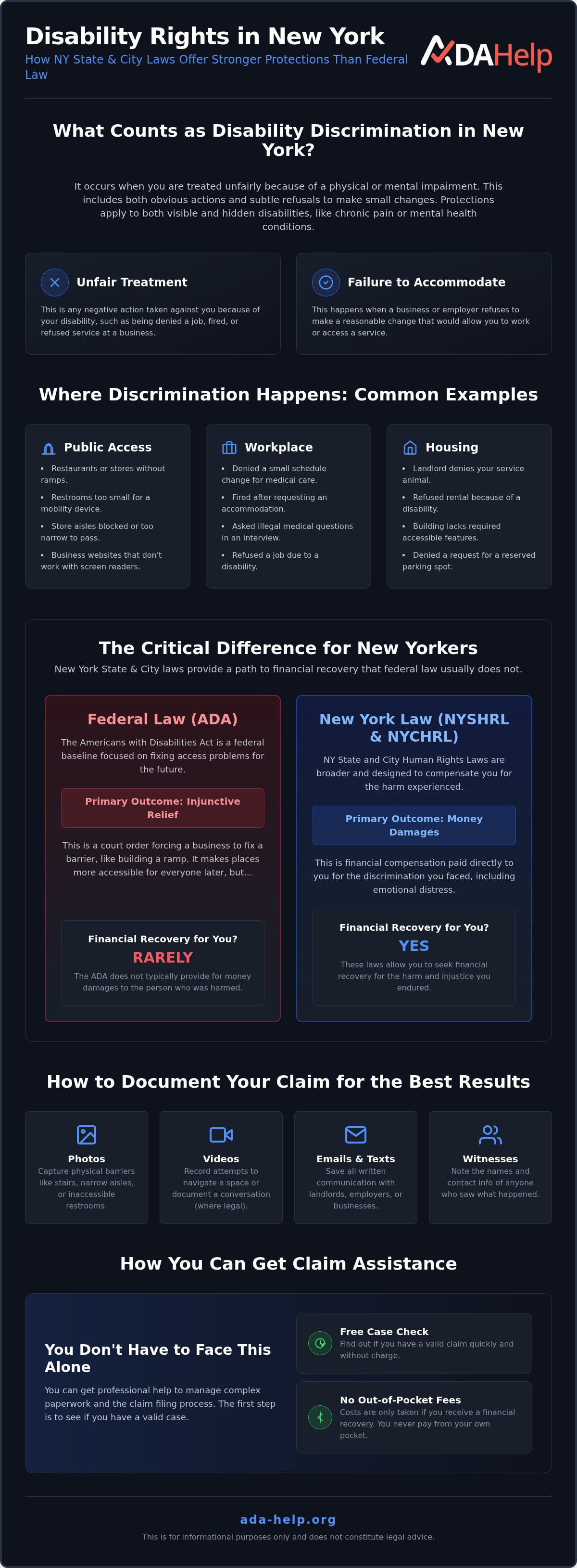 Disability discrimination claim assistance New York
