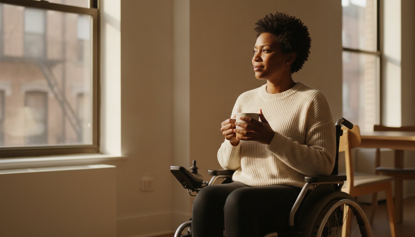 Photo illustrating housing disability discrimination faced by tenants with disabilities in New York City apartment buildings.