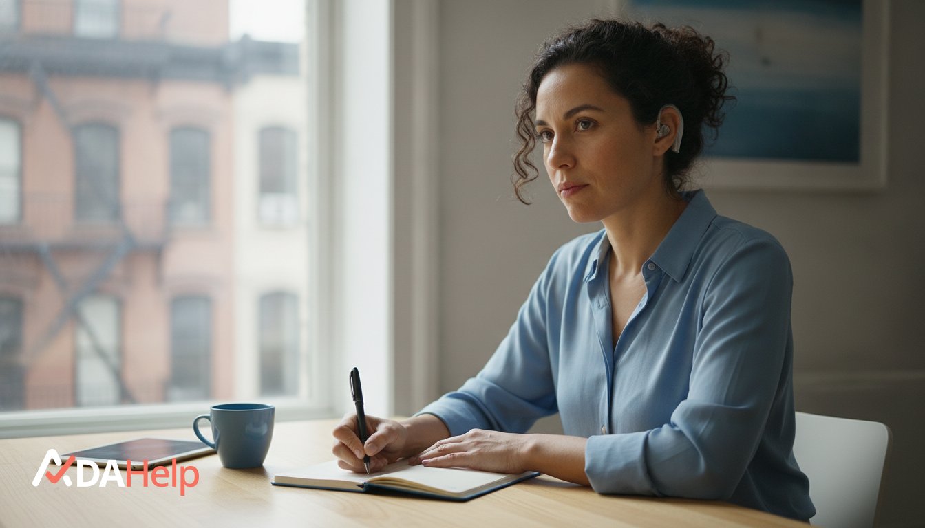 A New York employee reviewing workplace documents to record disability harassment