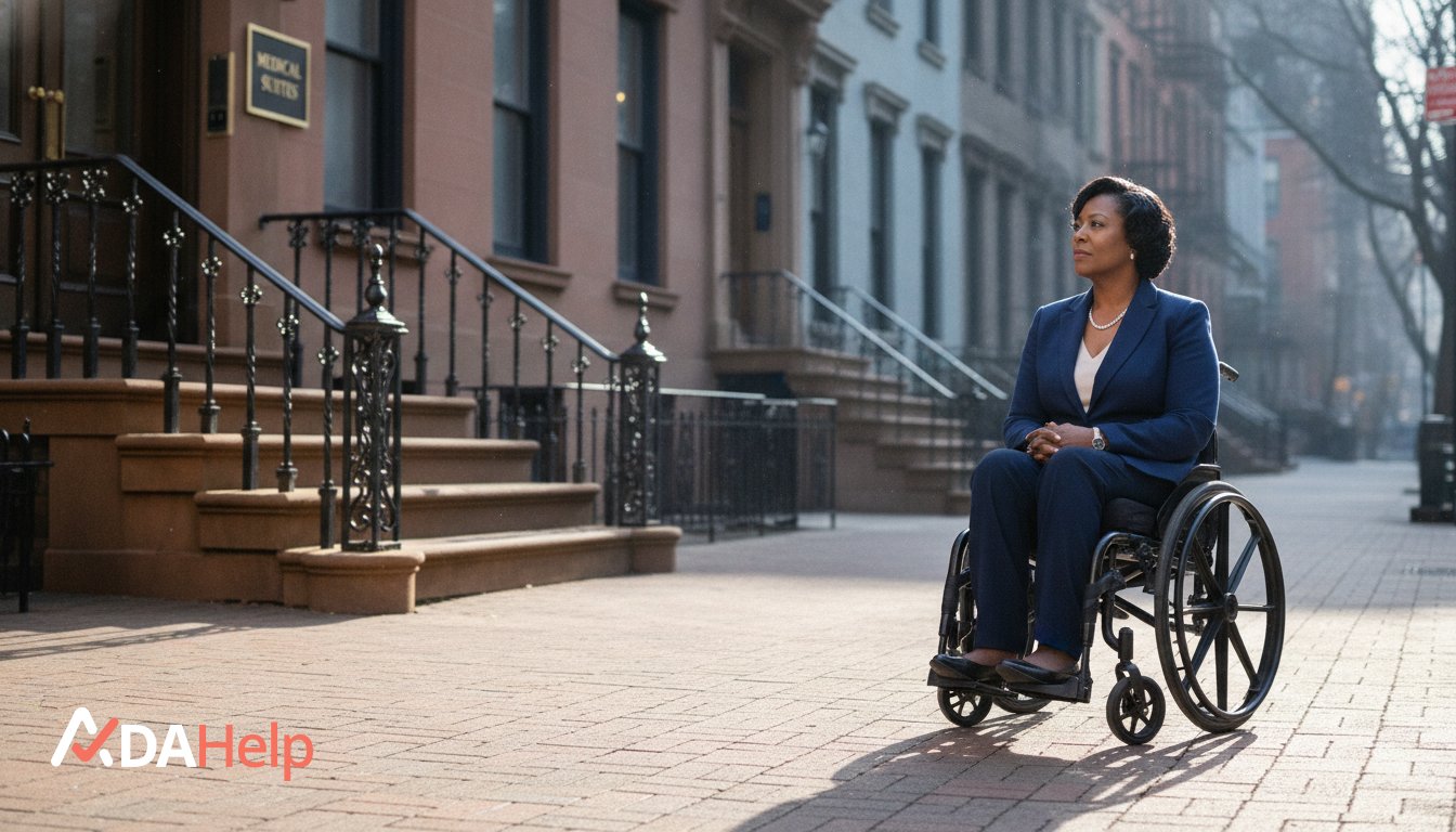 A patient facing accessibility barriers at a doctor's office in New York