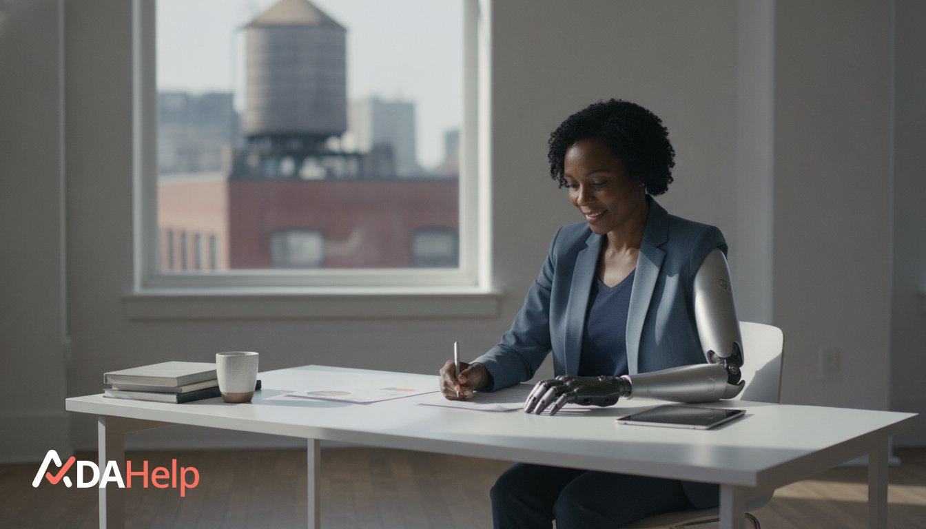 New Yorker meeting with a case manager to discuss a denied workplace accommodation request