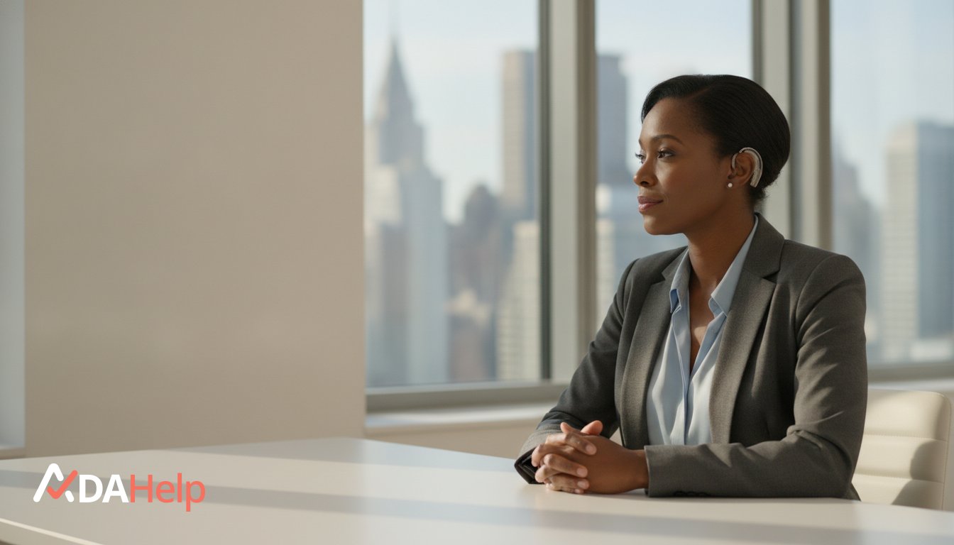 Employee reviewing documented incidents of workplace disability harassment with a supervisor in a New York office