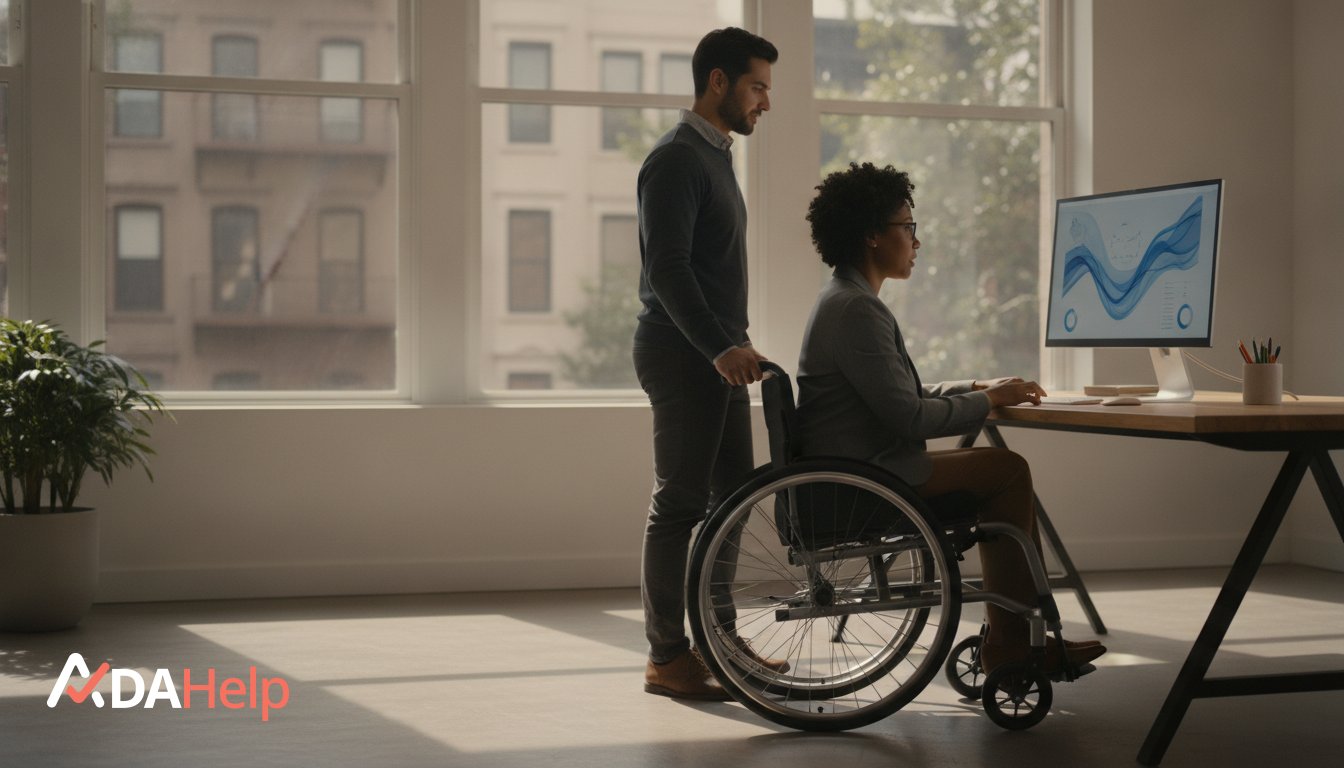 An employee and employer discuss a reasonable accommodation request in a New York workplace