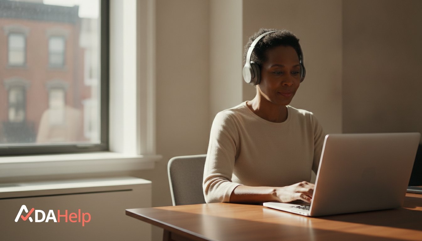 Person using assistive technology to navigate a website in New York