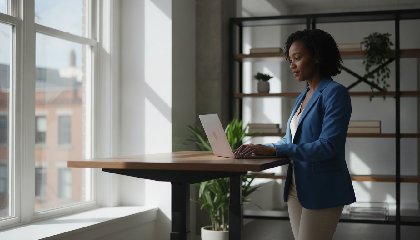 Employee facing an inaccessible workstation in a New York City office